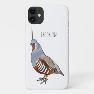 マウンテンウズラ鳥の漫画イラストレーション iPhone 11 ケース