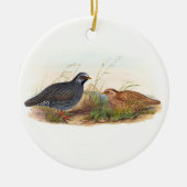 マウンテンウズラ、ツリー セラミックオーナメント (正面)