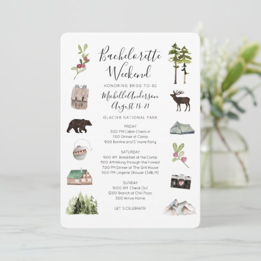 マウンテンウッズバチェロレッテ週末の旅程インヴィ 招待状 (スタンド正面)