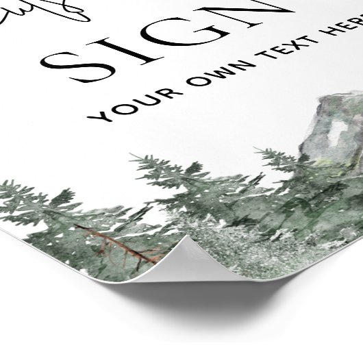 マウンテンウッドランドをテーマにした編集可能カスタムな記号 ポスター (角)