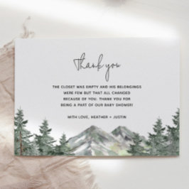 マウンテンウッドランドベビーシャワーサンキューカード サンキューカード