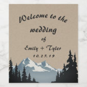 マウンテンウッドランド結婚フォレパーソナライズされたスト ワインラベル (シングルラベル)