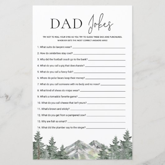 マウンテンウッドランド赤ちゃんシャワーパパジョークのゲーム (正面)