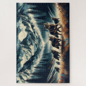 マウンテンウルフパック、ウルフファミリー、ワイルド ジグソーパズル (縦)