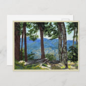 マウンテンエッジビューツリーズリモートバレーピークスアート ポストカード (正面/裏面)