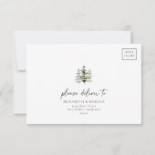 マウンテンエバーグリーンウッドランドフォレストエレガントな結婚式 出欠カード (裏面)