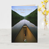 マウンテンカヌー魚釣り空白のグリーティングカード カード (黄色い花)