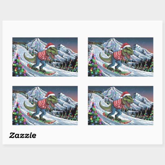 マウンテンカラーのTRexスノーボーサイケデリックド 長方形シール (シート)