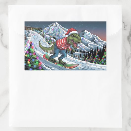 マウンテンカラーのTRexスノーボーサイケデリックド 長方形シール (バッグ)