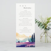 マウンテンカントリーフィールド結婚ランドスケープのメニューカード 招待状 (スタンド正面)