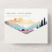 マウンテンカントリー薄紫フィールドランドスケープ結婚ズ オールインワン招待状 (裏面)