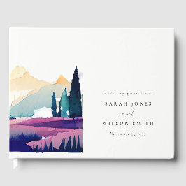 マウンテンカントリー薄紫フィールドランドスケープ結婚ズ ゲストブック