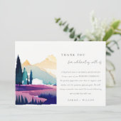 マウンテンカントリー薄紫フィールドランドスケープ結婚ズ サンキューカード (スタンド正面)