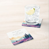 マウンテンカントリー薄紫フィールドランドスケープ結婚ズ スクエアペーパーコースター (インサイチュ)