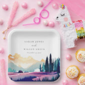 マウンテンカントリー薄紫フィールドランドスケープ結婚ズ ペーパープレート (パーティー)