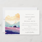 マウンテンカントリー薄紫フィールドランドスケープ結婚ズ 招待状 (正面)