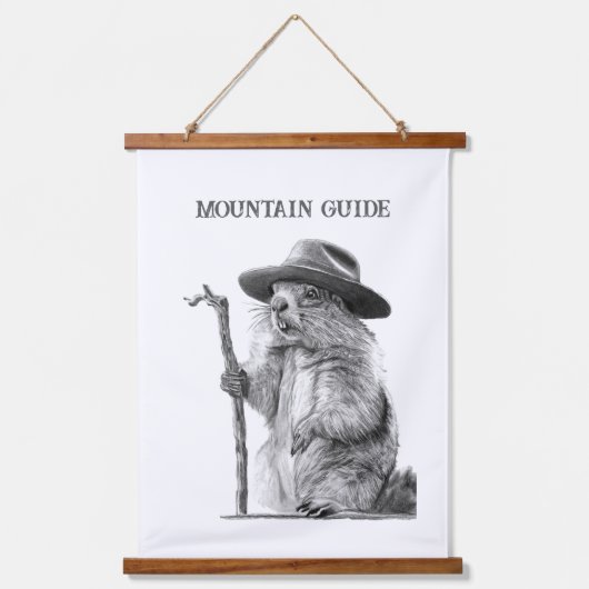 マウンテンガイド – お洒落マーモットデザイン 吊り下げ型タペストリー (正面)