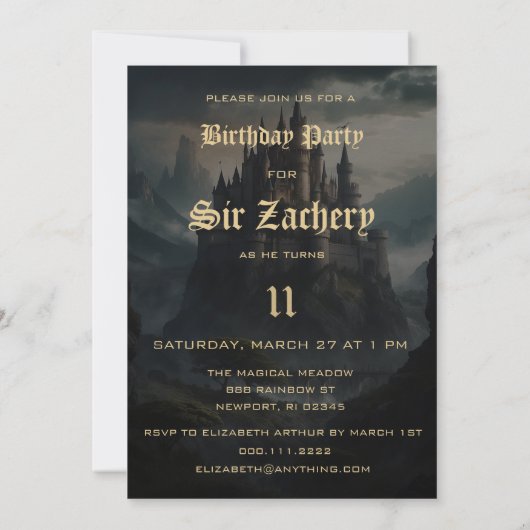 *~*マウンテンキャッスル中世ファンタジーAP88誕生日 招待状 (裏面)