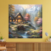 マウンテンキャビン・イン・ザ・ウッズ キャンバスプリント (インサイチュ (リビング))