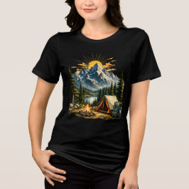 マウンテンキャンピングアドベンチャーサンセットネイチャーTシャツ トライブレンドTシャツ
