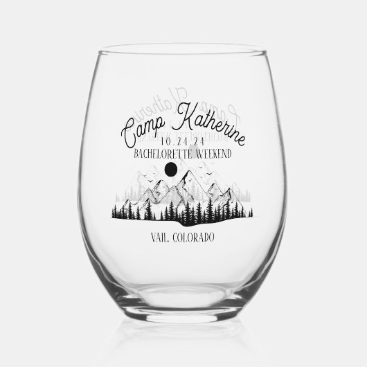 マウンテンキャンプバチェロレッテウィークエンドパーティーグランピング ステムなしワイングラス (正面)