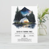 マウンテンキャンプファイヤーキッズ誕生日招待状 招待状 (スタンド正面)