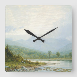 マウンテンクリークファインアートウォーターカラーランドスケープ スクエア壁時計