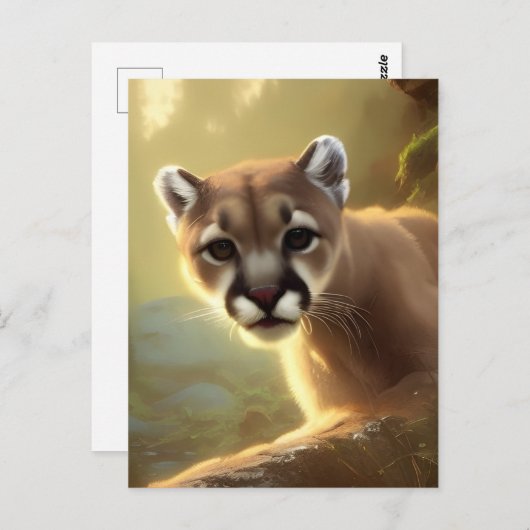 マウンテンクーガーワイルドライフポートレート ポストカード (正面/裏面)