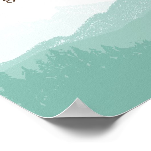 マウンテングリーン |ベビーパーソナライズされた誕生ポスター ポスター (角)