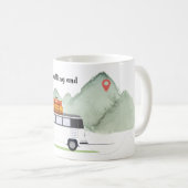 マウンテンコール引用文素朴グリーンウォーターカラー コーヒーマグカップ (正面右)