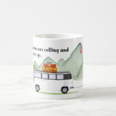 マウンテンコール引用文素朴グリーンウォーターカラー コーヒーマグカップ (中央)