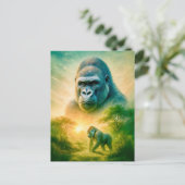 マウンテンゴリラのダブルエクスポージャーポートレート シーズンポストカード (スタンド正面)