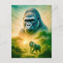 マウンテンゴリラのダブルエクスポージャーポートレート