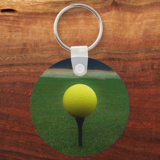 マウンテンゴルフ場のイエローゴルフボール キーホルダー (正面)
