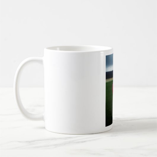 マウンテンゴルフ場のピンクゴルフボール コーヒーマグカップ (左)