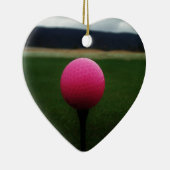 マウンテンゴルフ場のピンクゴルフボール セラミックオーナメント (右)