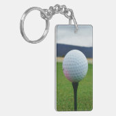 マウンテンゴルフ場のホワイトゴルフボール キーホルダー (正面左)