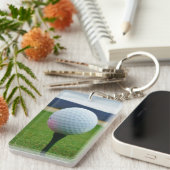 マウンテンゴルフ場のホワイトゴルフボール キーホルダー (正面右)