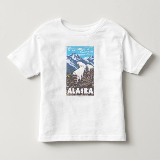 マウンテンゴート場面- Katmai、アラスカ トドラーTシャツ (正面)