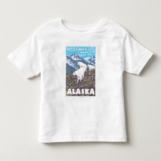 マウンテンゴート場面- Ketchikan、アラスカ トドラーTシャツ (正面)
