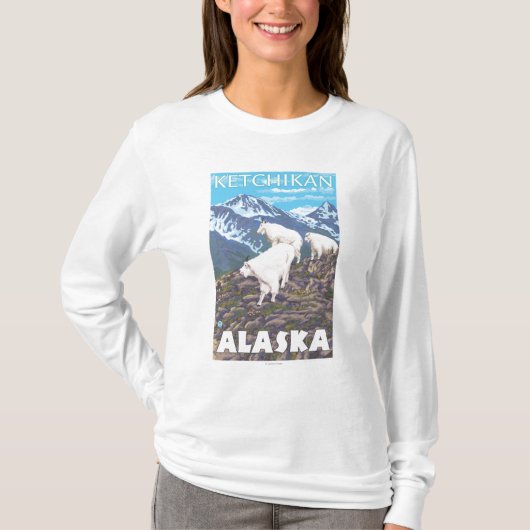 マウンテンゴート場面- Ketchikan、アラスカ Tシャツ (正面)