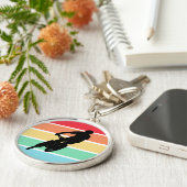 マウンテンサイクリングオンレトロレインボーストライプズkeychain キーホルダー (側面)