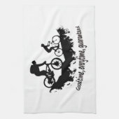 マウンテンサイクリンググッドタイム感動的引用文 キッチンタオル (縦)