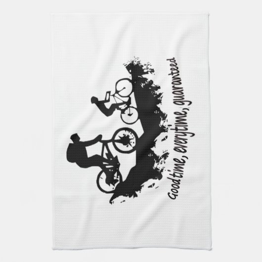 マウンテンサイクリンググッドタイム感動的引用文 キッチンタオル (縦)