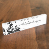 マウンテンサイクリングスポーツロゴ名前をカスタムするアート デスクネームプレート (側面)
