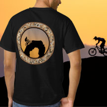 マウンテンサイクリングペブルラウンドデザインTシャツ