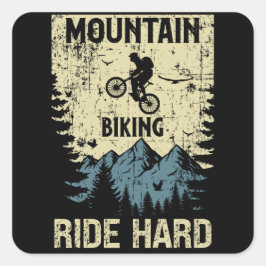 マウンテンサイクリングレトロスタイル引用文 やる気を起こさせる スクエアシール
