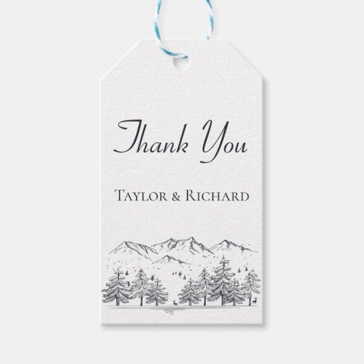 マウンテンサンキューウィンター結婚自然の木 ギフトタグ (正面)