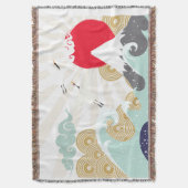 マウンテンサンジャパニーズイラストレーション スローブランケット (正面縦)