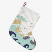 マウンテンサンジャパニーズイラストレーション ラージクリスマスストッキング (正面 (吊り時))